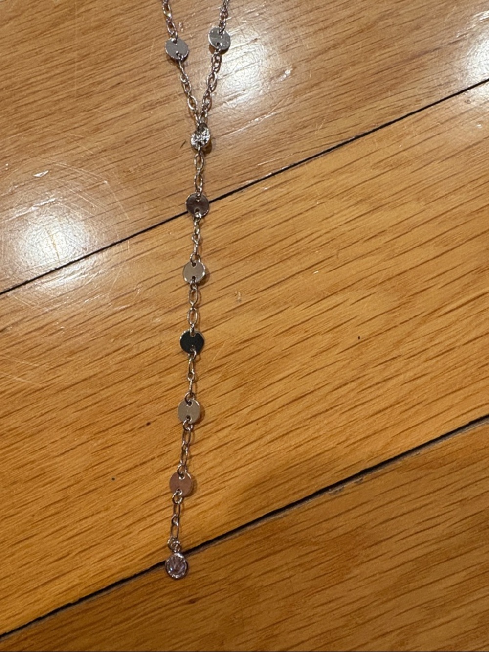 Silver Y-Drop Station Necklace - Picture 2 of 3
